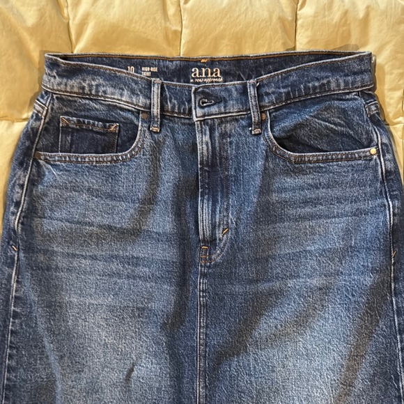 a.n.a Blue High-Waisted Long Denim Skirt with Vintage Appeal - Picture 3 of 5